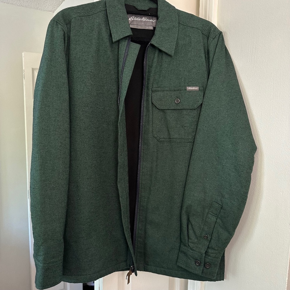 New Eddie Bauer Fleece-Lined Flannel Shirt Jacket